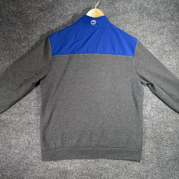Vineyard Vines Pullover Men's Medium Blue Gray 1/4 Zip Performance Shep Sweater - Picture 3 of 11